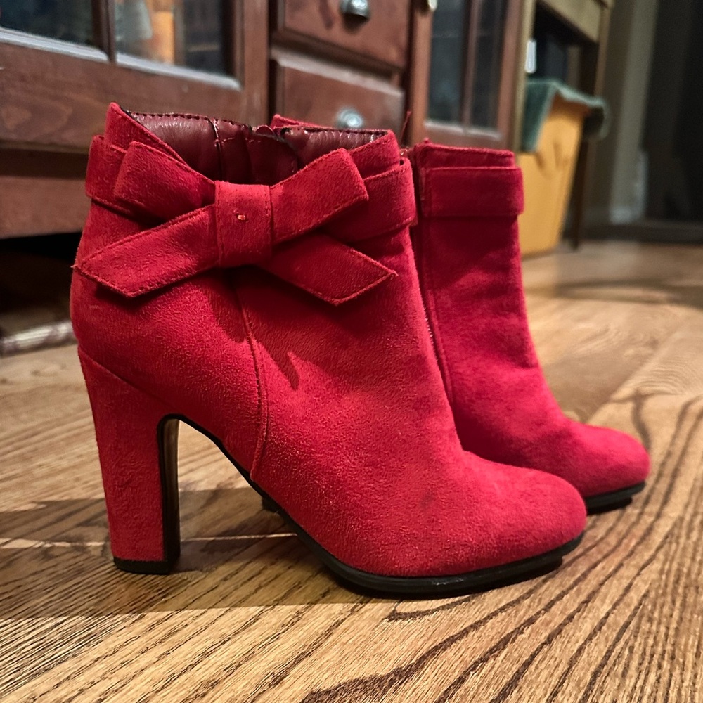 Impo Red Ankle Boots with Bow Detail